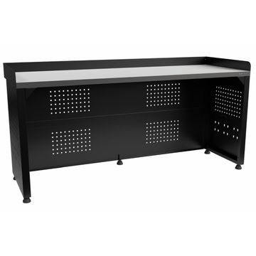 Kraftmeister Pro tavolo da lavoro con pannello posteriore acciaio inox 200 cm nero