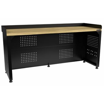 Kraftmeister Pro tavolo da lavoro con pannello posteriore rovere 200 cm nero